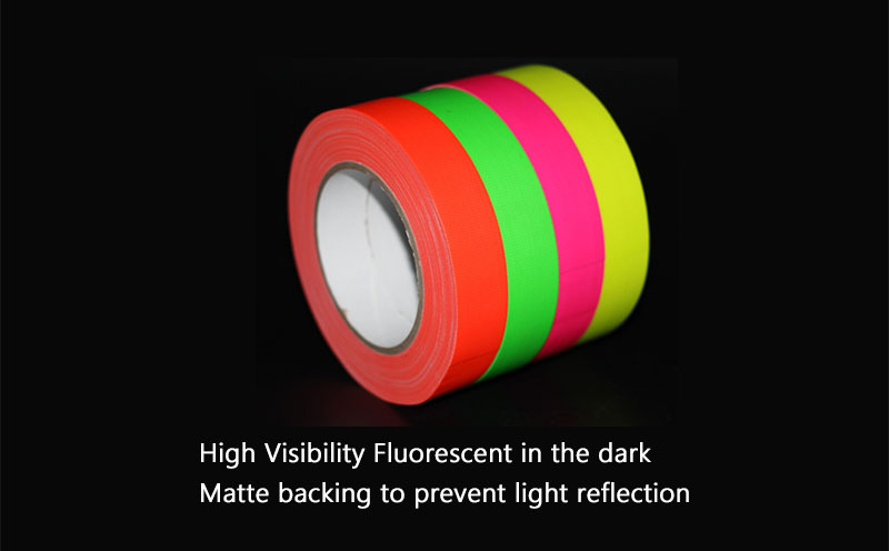 Spike Tape:High Visibility Fluorescent in the dark Matte backing to prevent light reflection