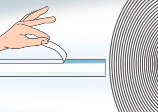 Remove the narrow part of the liner of splicing tape