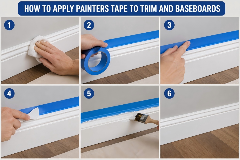 How to Apply Painters Tape to Trim and Baseboards
